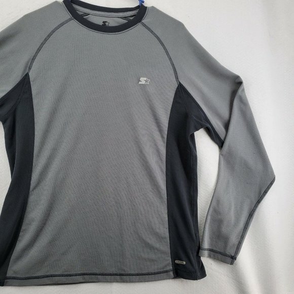 Starter Dri-Star Shirt Men's Long Sleeve Crew Neck Pullover Gray Large - Picture 5 of 12
